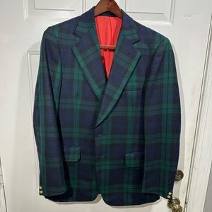 Polo Ralph Lauren Blackwatch  Suit Wool Tarten Plaid Blue Green USA 42L Italy